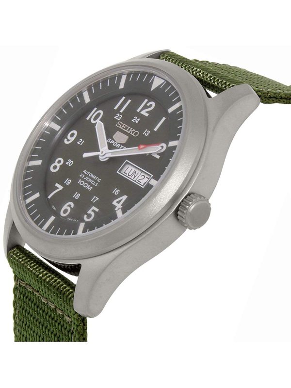 Đồng hồ nam Seiko 5 Sport Automatic Khaki Green Canvas SNZG09 - Shopeeus